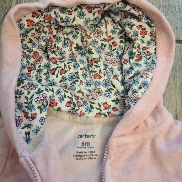 🏷 3/$15 or 5/$20 Carter's baby girl warm zippered pajamas pink floral size 6M - Picture 6 of 8